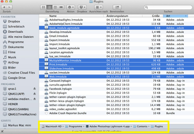 .lrmodule im Mac Dateisystem