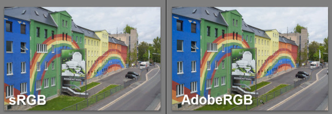 Vergleich sRGB und AdobeRGB nach der Bearbeitung in Lightroom - keine wirklichen Unterschiede sichtbar