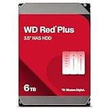 WD Red Plus interne Festplatte NAS 6 TB (3,5 Zoll, Workload-Rate 180 TB/Jahr, 5.400 U/min, 256 MB Cache, 180 MB/s Übertragungsrate, NASware-Firmware für Kompatibilität, 8 Bays) Rot