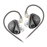 KZ Castor In Ear Monitor, Dual Dynamic Treiber, kabelgebundenes HiFi IEM, verbesserte Bass Sound abstimmung für In-Ear-Kopfhörer, abnehmbares 2-poliges Kabel (schwarz verbesserter Bass,kein Mikro)