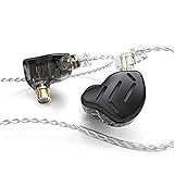 LINSOUL KZ Zax 1DD+7BA Hybrid Driver HiFi in-Ear Earphones with Zin Alloy Shell, Detachable 2 Pin 0.75mm OFC Cable (without Mic, Black)