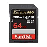 SanDisk Extreme PRO SDXC UHS-I Speicherkarte 64 GB (V30, Übertragungsgeschwindigkeit 200 MB/s, U3, 4K UHD Videos, SanDisk QuickFlow-Technologie, temperaturbeständig)