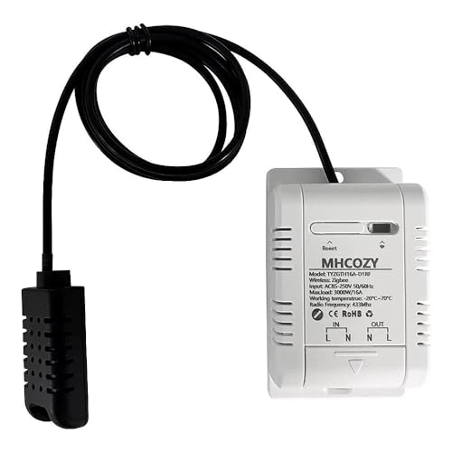 MHCOZY Zigbee Temperatur-Feuchtigkeits Sensor Controller, 7/24 Tuya app Remote Monitor und control16A Smart Switch (Tuya Zigbee Hub benötigt)