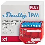 Shelly Plus 1PM | WLAN & Bluetooth Relais Schalter mit Strommessung - 16A | Lichtsteuerung, garagentoröffner | Funktioniert mit Alexa & Google Home | iOS- & Android-App | Kein Hub erforderlich