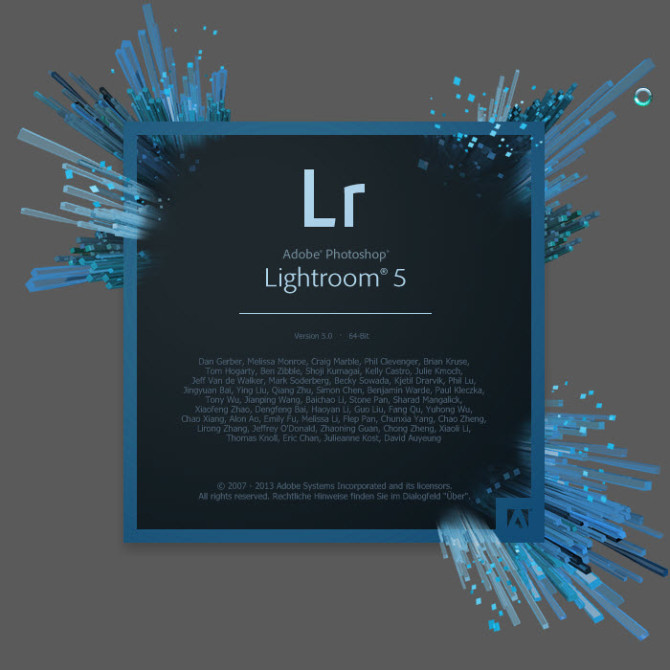 Die neue Lightroom 5 Splash-Screen im Adobe CC Design