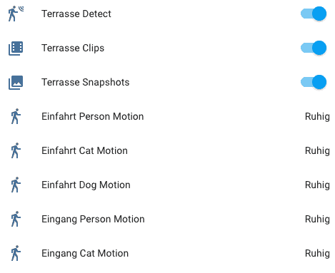 Frigate Entities in Home Assistant
