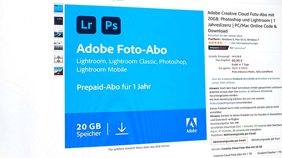 Adobe Creative Cloud Foto-Abo mit 20GB im Angebot