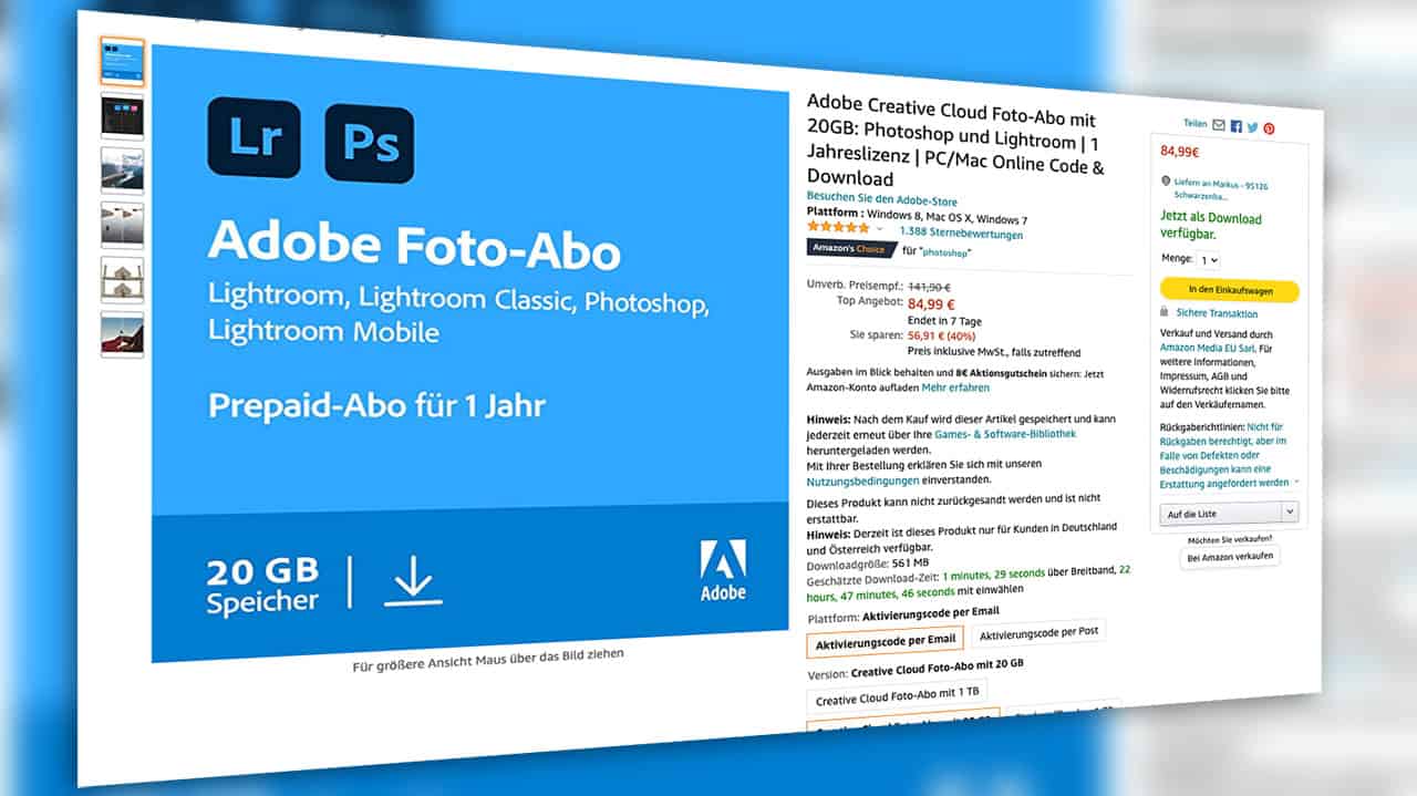 Adobe Creative Cloud Foto-Abo zum Jahrestiefstpreis