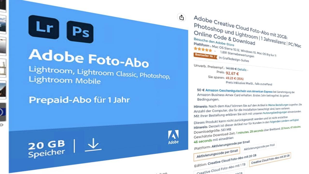Adobe Foto-Abo & Lightroom wieder im Angebot